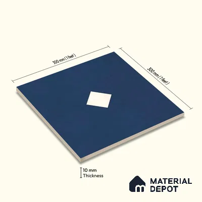 Moroccan Wall & Floor Decor Tile TL 11662 Navy Diamond 1 ft x 1 ft Ceramic Matte Finish Tile - 10 mm | Suitable For Kitchen, Bathroom, Balcony