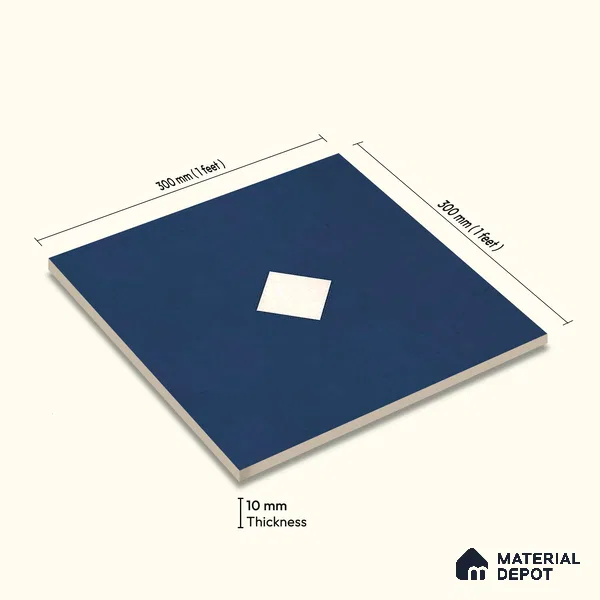 Moroccan Wall & Floor Decor Tile TL 11662 Navy Diamond 1 ft x 1 ft Ceramic Matte Finish Tile - 10 mm | Suitable For Kitchen, Bathroom, Balcony