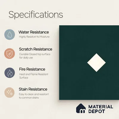 Moroccan Wall & Floor Decor Tile TL 11662 B Emerald Diamond 1 ft x 1 ft Ceramic Matte Finish Tile - 10 mm | Suitable For Kitchen, Bathroom, Balcony