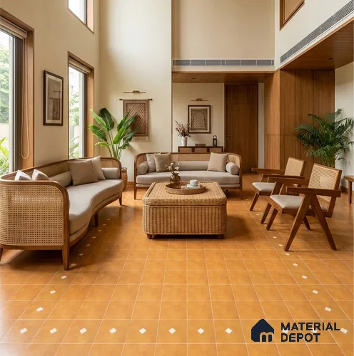 Moroccan Wall & Floor Decor Tile TL 11662 E Amber Diamond 1 ft x 1 ft Ceramic Matte Finish Tile - 10 mm | Suitable For Kitchen, Bathroom, Balcony