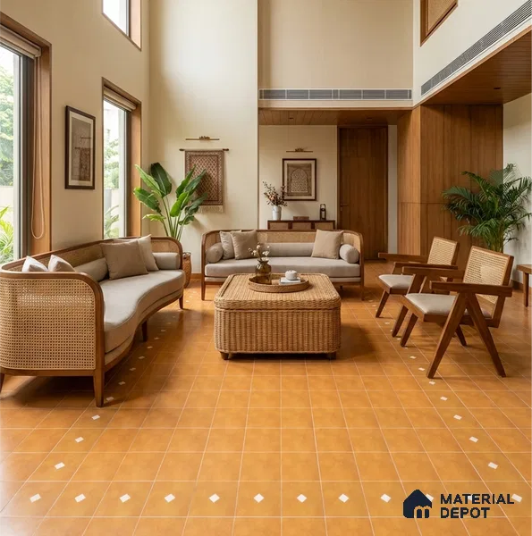Moroccan Wall & Floor Decor Tile TL 11662 E Amber Diamond 1 ft x 1 ft Ceramic Matte Finish Tile - 10 mm | Suitable For Kitchen, Bathroom, Balcony