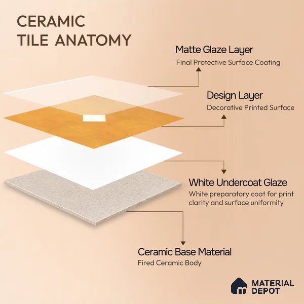 Moroccan Wall & Floor Decor Tile TL 11662 E Amber Diamond 1 ft x 1 ft Ceramic Matte Finish Tile - 10 mm | Suitable For Kitchen, Bathroom, Balcony