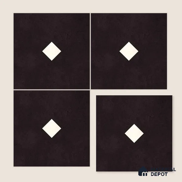 Moroccan Wall & Floor Decor Tile TL 11662 F Noir Diamond 1 ft x 1 ft Ceramic Matte Finish Tile - 10 mm | Suitable For Kitchen, Bathroom, Balcony