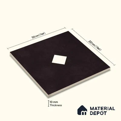 Moroccan Wall & Floor Decor Tile TL 11662 F Noir Diamond 1 ft x 1 ft Ceramic Matte Finish Tile - 10 mm | Suitable For Kitchen, Bathroom, Balcony