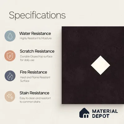 Moroccan Wall & Floor Decor Tile TL 11662 F Noir Diamond 1 ft x 1 ft Ceramic Matte Finish Tile - 10 mm | Suitable For Kitchen, Bathroom, Balcony