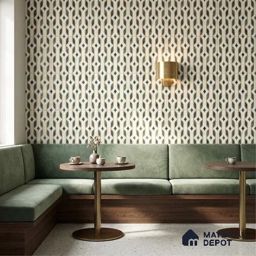 Moroccan Carving Wall & Floor Tile TL 11671 B Verdant Deco 1 ft x 1 ft Ceramic Carving Matte Finish Tile - 10 mm | Suitable For Bathroom, Dining Area, Kitchen
