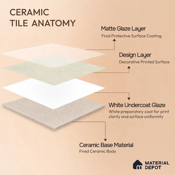 Moroccan Wall & Floor Light Tile TL 11680 Sandstone Mist 1 ft x 1 ft Ceramic Matte Finish Tile - 10 mm | Suitable For Kitchen, Bathroom, Balcony