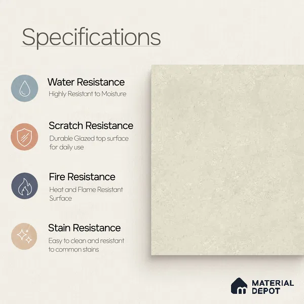 Moroccan Wall & Floor Light Tile TL 11680 Sandstone Mist 1 ft x 1 ft Ceramic Matte Finish Tile - 10 mm | Suitable For Kitchen, Bathroom, Balcony