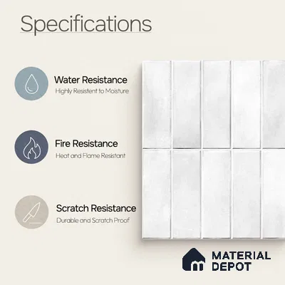 Faux Subway Wall Tile TL 11681 Kitkat Mist 2 ft x 1 ft Ceramic Glossy Finish Tile - 9 mm | Suitable For Bathroom, Dining Area, Kitchen Backsplash