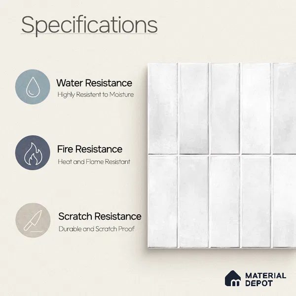 Faux Subway Wall Tile TL 11681 Kitkat Mist 2 ft x 1 ft Ceramic Glossy Finish Tile - 9 mm | Suitable For Bathroom, Dining Area, Kitchen Backsplash