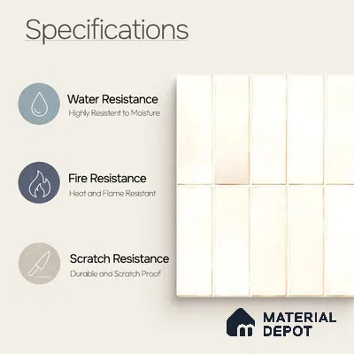 Faux Subway Wall Tile TL 11681 C Ivory Lattice 2 ft x 1 ft Ceramic Glossy Finish Tile - 9 mm | Suitable For Bathroom, Dining Area, Kitchen Backsplash