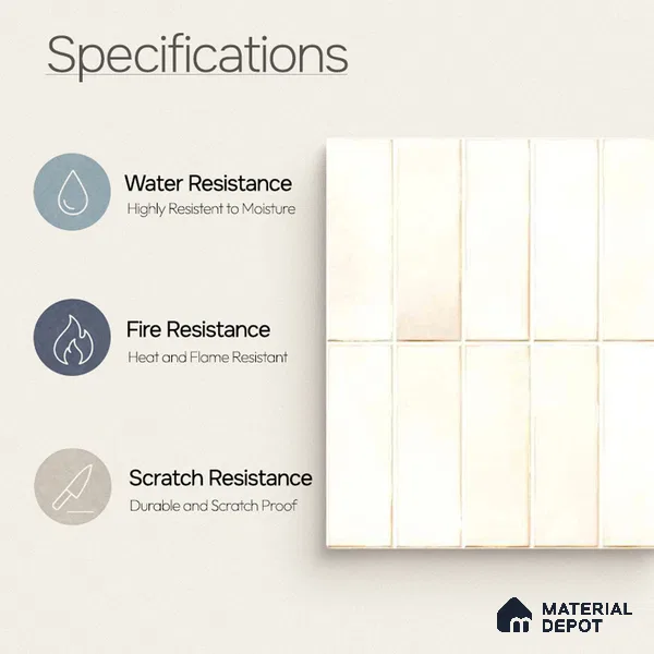 Faux Subway Wall Tile TL 11681 C Ivory Lattice 2 ft x 1 ft Ceramic Glossy Finish Tile - 9 mm | Suitable For Bathroom, Dining Area, Kitchen Backsplash