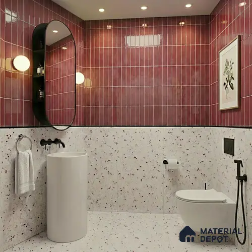 Faux Subway Wall Tile TL 11681 E Mulberry Lane 2 ft x 1 ft Ceramic Glossy Finish Tile - 9 mm | Suitable For Bathroom, Balcony & Kitchen Backsplash