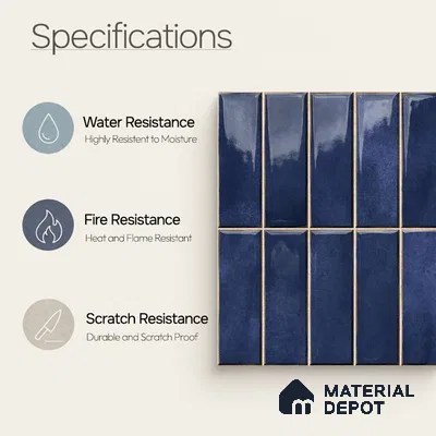 Faux Subway Wall Tile TL 11681 F Indigo Lattice 2 ft x 1 ft Ceramic Glossy Finish Tile - 9 mm | Suitable For Bathroom, Dining Area, Kitchen Backsplash