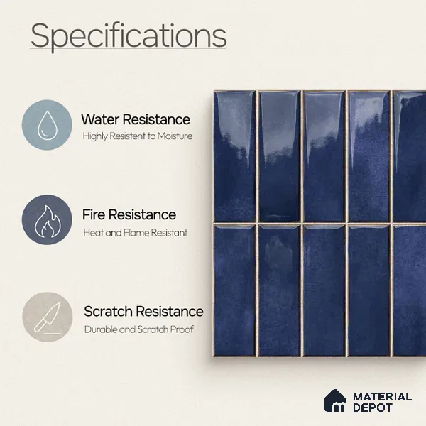 Faux Subway Wall Tile TL 11681 F Indigo Lattice 2 ft x 1 ft Ceramic Glossy Finish Tile - 9 mm | Suitable For Bathroom, Dining Area, Kitchen Backsplash