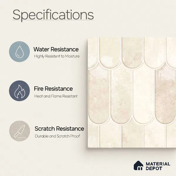 Faux Subway Wall Tile TL 11682 B Ivory Cascade 2 ft x 1 ft Ceramic Glossy Finish Tile - 9 mm | Suitable For Bathroom, Balcony & Kitchen Backsplash