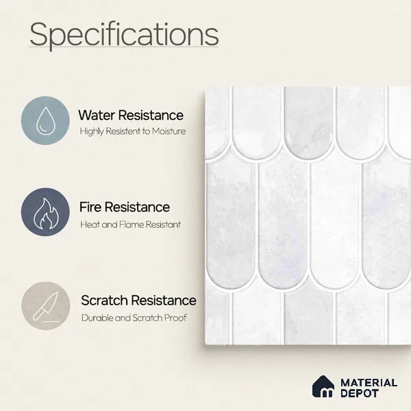 Faux Subway Wall Tile TL 11682 C Frosted Scallop 2 ft x 1 ft Ceramic Glossy Finish Tile - 9 mm | Suitable For Bathroom, Dining Area, Kitchen Backsplash