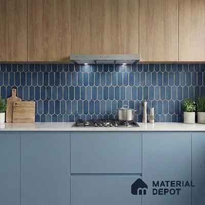 Faux Subway Wall Tile TL 11682 D Azure Fan 2 ft x 1 ft Ceramic Glossy Finish Tile - 9 mm | Suitable For Bathroom, Balcony & Kitchen Backsplash