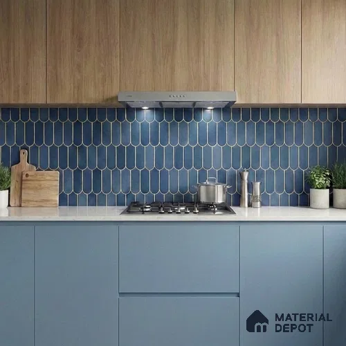 Faux Subway Wall Tile TL 11682 D Azure Fan 2 ft x 1 ft Ceramic Glossy Finish Tile - 9 mm | Suitable For Bathroom, Balcony & Kitchen Backsplash