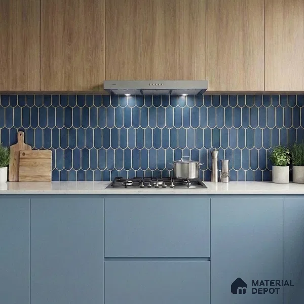 Faux Subway Wall Tile TL 11682 D Azure Fan 2 ft x 1 ft Ceramic Glossy Finish Tile - 9 mm | Suitable For Bathroom, Balcony & Kitchen Backsplash
