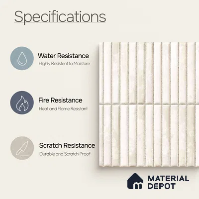 Faux Kitkat Subway Wall Tile TL 11684 Ivory Stria 2 ft x 1 ft Ceramic Glossy Finish Tile - 9 mm | Suitable For Bathroom, Balcony & Kitchen Backsplash