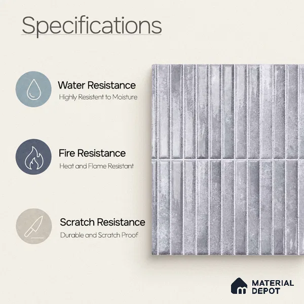 Faux Kitkat Subway Wall Tile TL 11684 E Urban Stria 2 ft x 1 ft Ceramic Glossy Finish Tile - 9 mm | Suitable For Bathroom, Balcony & Kitchen Backsplash (Sample)