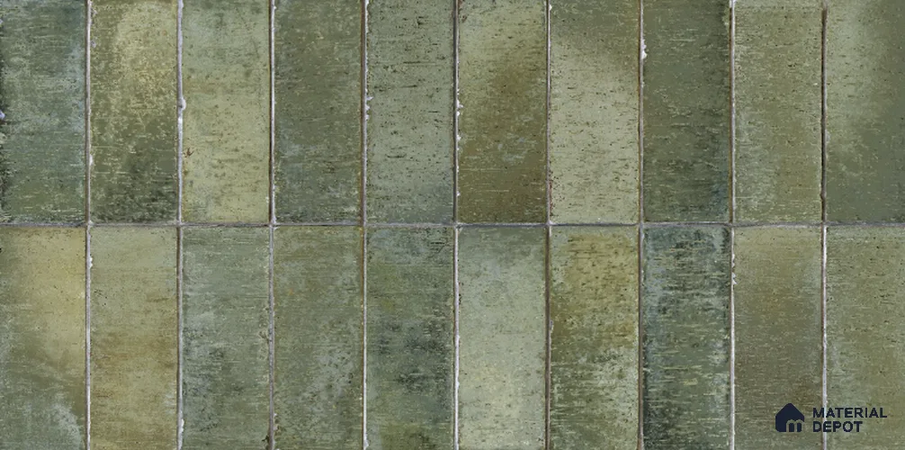 Faux Subway Wall Tile TL 11697 Artistic Green 2 ft x 1 ft Ceramic Glossy Finish Tile - 9 mm