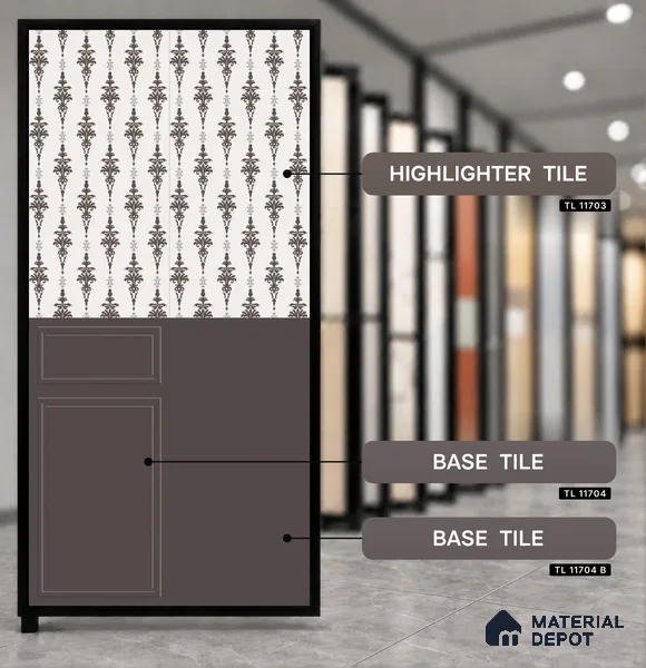 Plain Photo Frame Base Wall & Floor Tile TL 11704 B Cappucino Brown 4 ft x 2 ft Matte Finish Full Body Vitrified Tile - 9 mm | Suitable For Living Room, Hall, Bedroom
