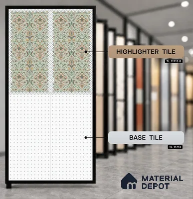 Moroccan Wall Decor Tile TL 11713 B | 4 ft x 2 ft Vitrified Carving Matte Finish Tile - 9 mm