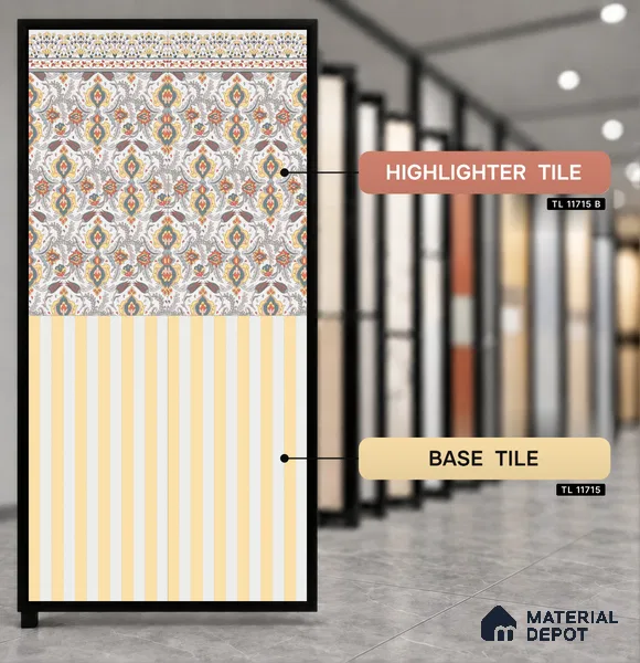 Moroccan Wall Decor Tile TL 11715 B | 4 ft x 2 ft Vitrified Carving Matte Finish Tile - 9 mm