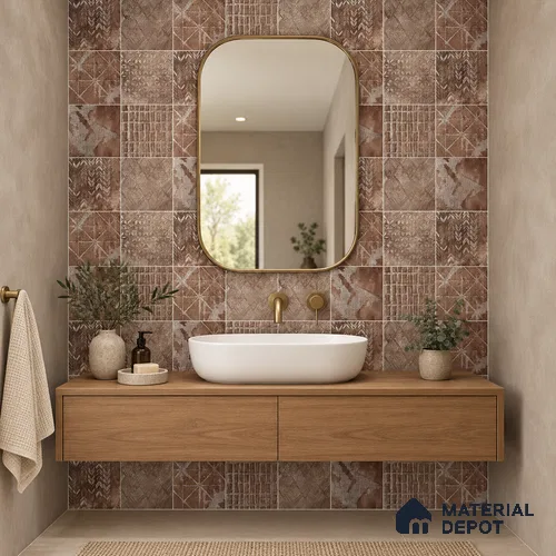 Moroccan Floor & Wall Tile TL 11718 | 8 in x 8 in Vitrified Metallic Glue Matte Tile - 9 mm
