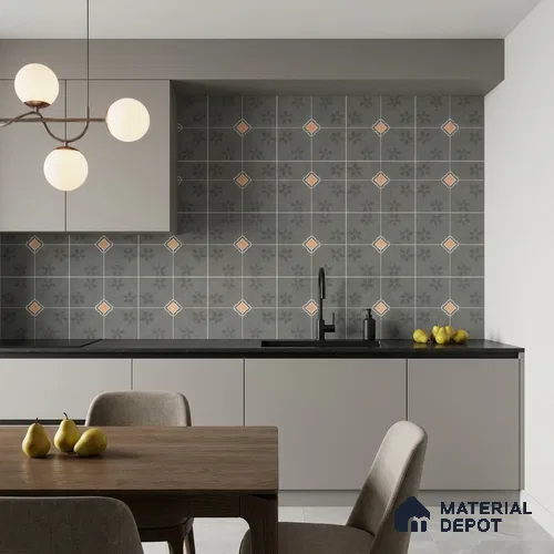 Moroccan Floor & Wall Tile TL 11724 | 8 in x 8 in Vitrified Glue Matte Tile - 9 mm