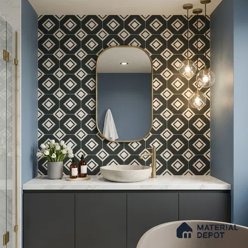 Moroccan Floor & Wall Tile TL 11725 B | 8 in x 8 in Vitrified Matte Tile - 9 mm