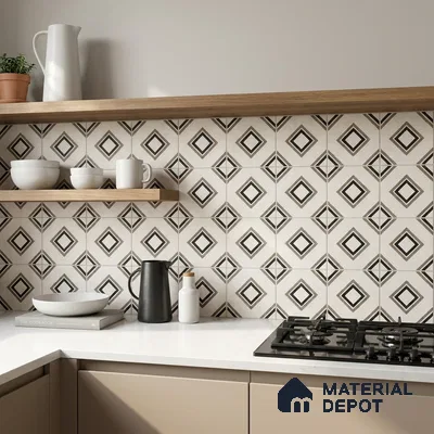 Moroccan Floor & Wall Tile TL 11725 | 8 in x 8 in Vitrified Matte Tile - 9 mm