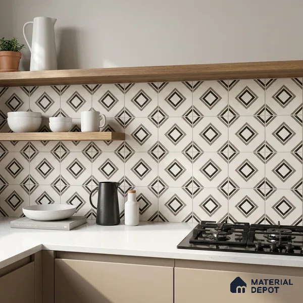 Moroccan Floor & Wall Tile TL 11725 | 8 in x 8 in Vitrified Matte Tile - 9 mm