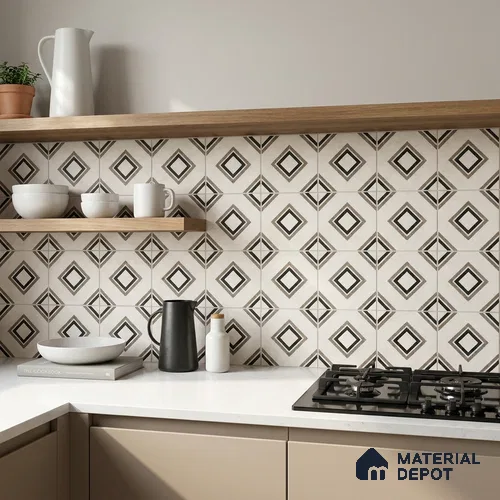 Moroccan Floor & Wall Tile TL 11725 | 8 in x 8 in Vitrified Matte Tile - 9 mm