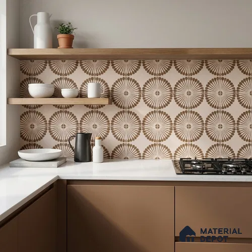 Moroccan Floor & Wall Tile TL 11730 B | 8 in x 8 in Vitrified Glue Matte Tile - 9 mm