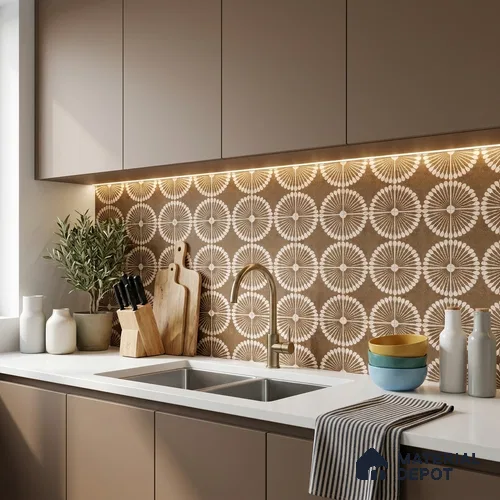 Moroccan Floor & Wall Tile TL 11730 | 8 in x 8 in Vitrified Glue Matte Tile - 9 mm