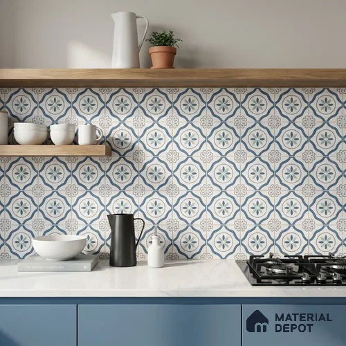Moroccan Floor & Wall Tile TL 11731 | 8 in x 8 in Vitrified Glue Matte Tile - 9 mm