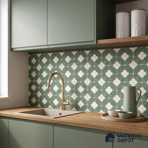 Moroccan Floor & Wall Tile TL 11734 | 8 in x 8 in Vitrified Carving Matte Finish Tile - 9 mm