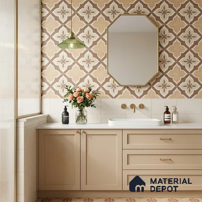 Moroccan Floor & Wall Tile TL 11736 | 8 in x 8 in Vitrified Carving Matte Finish Tile - 9 mm