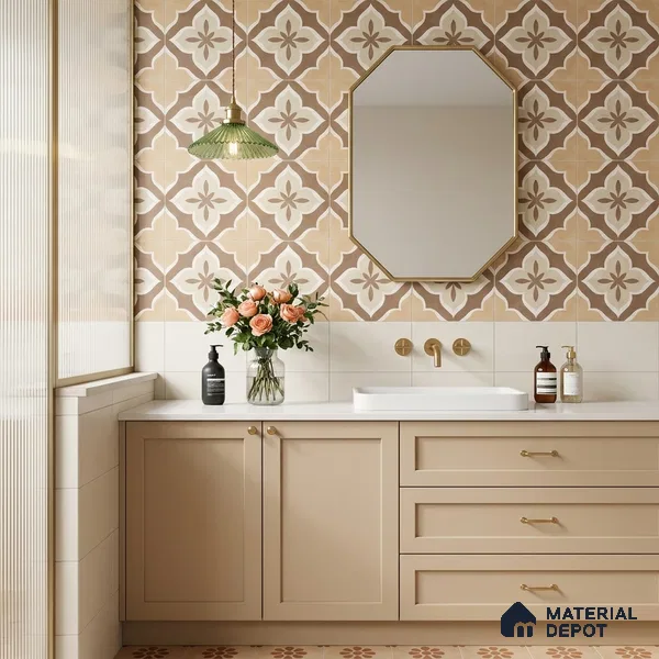 Moroccan Floor & Wall Tile TL 11736 | 8 in x 8 in Vitrified Carving Matte Finish Tile - 9 mm