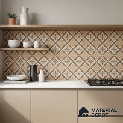 Moroccan Floor & Wall Tile TL 11736 | 8 in x 8 in Vitrified Carving Matte Finish Tile - 9 mm