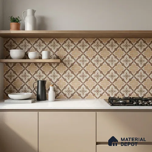 Moroccan Floor & Wall Tile TL 11736 | 8 in x 8 in Vitrified Carving Matte Finish Tile - 9 mm