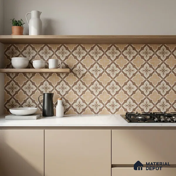 Moroccan Floor & Wall Tile TL 11736 | 8 in x 8 in Vitrified Carving Matte Finish Tile - 9 mm