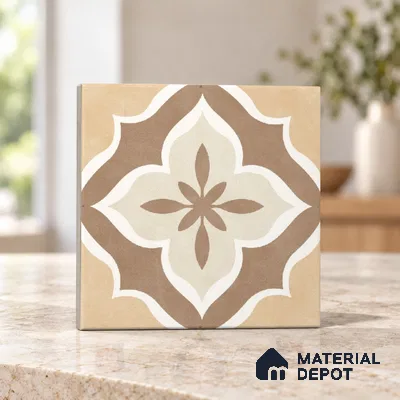 Moroccan Floor & Wall Tile TL 11736 | 8 in x 8 in Vitrified Carving Matte Finish Tile - 9 mm