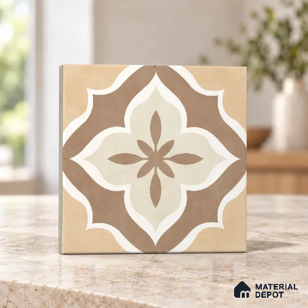 Moroccan Floor & Wall Tile TL 11736 | 8 in x 8 in Vitrified Carving Matte Finish Tile - 9 mm