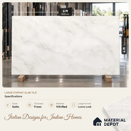 Marble Wall & Floor Tile TL 11742 | 6 ft x 4 ft Vitrified Satin Tile - 9 mm