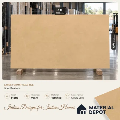 Stone Wall & Floor Tile TL 11743 D | 6 ft x 4 ft Vitrified Matte Tile - 9 mm
