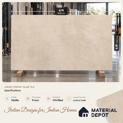 Stone Wall & Floor Tile TL 11744 | 6 ft x 4 ft Vitrified Matte Tile - 9 mm